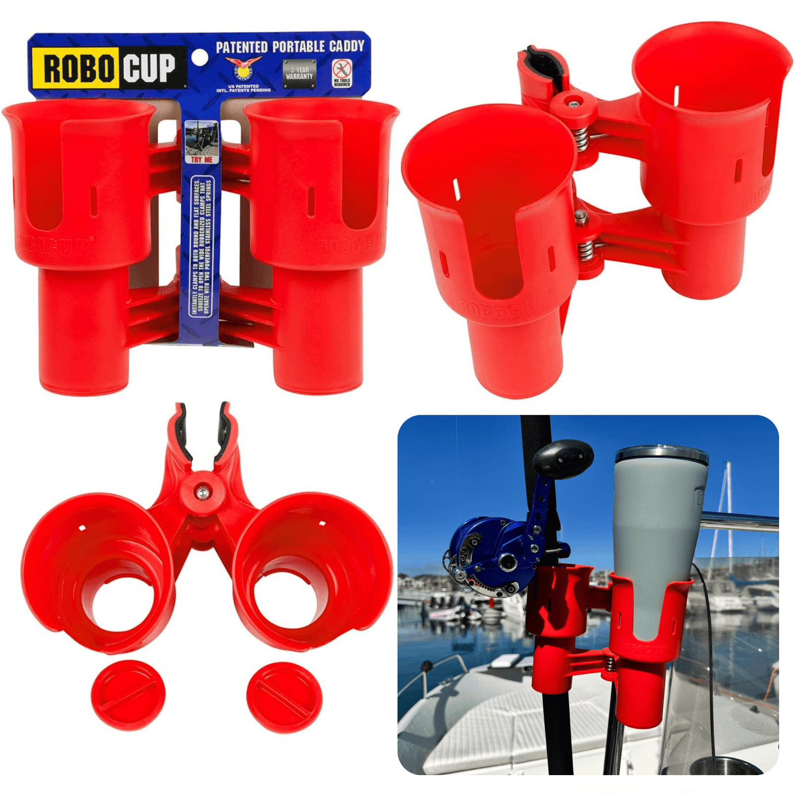 Red beach cart cup holder
