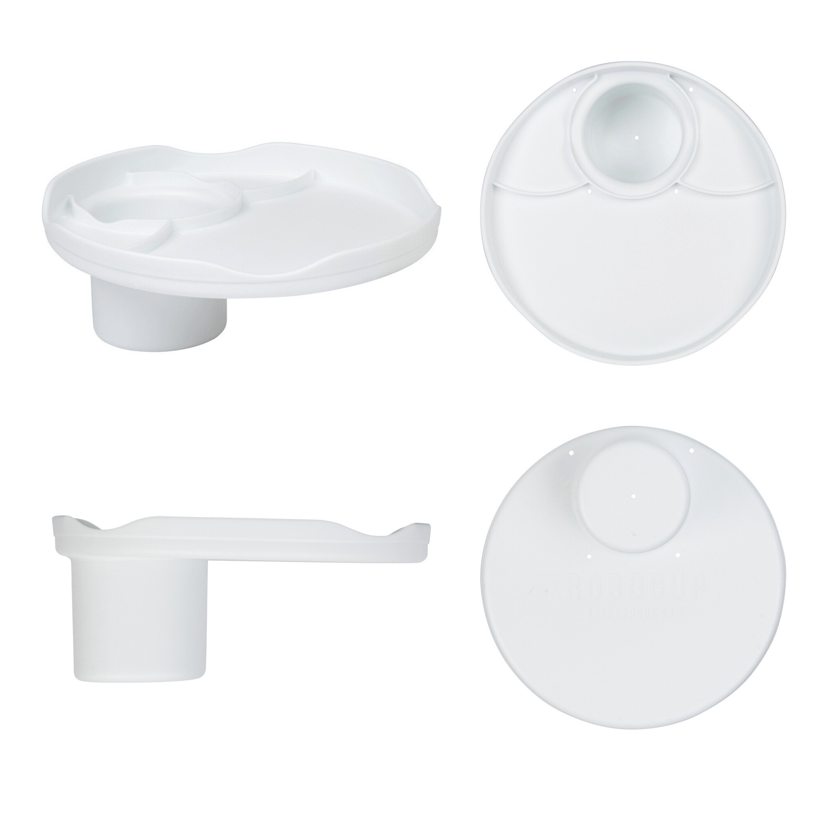 White RoboCup Plate for small glass bottles