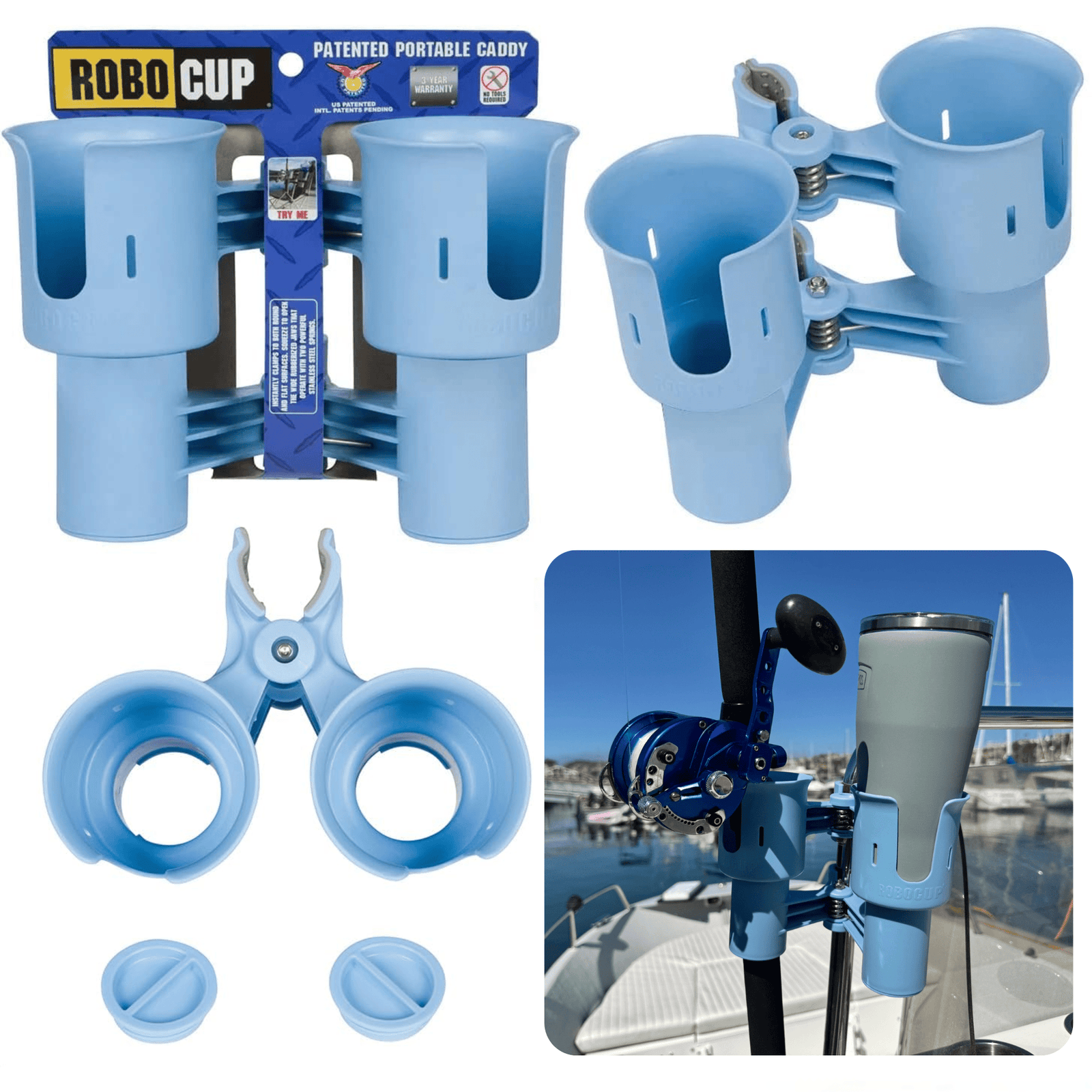 Light Blue boat chair cup holder