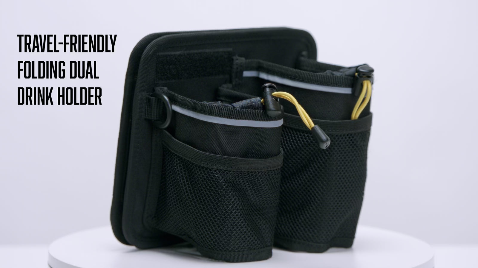 Travel-Friendly Folding Dual Drink Holder with Storage for Cases & Luggage with a Telescopic Handle
