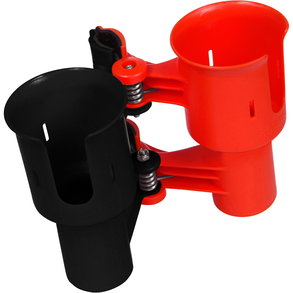 RoboCup RED & BLACK Patented Clamp on Dual Cup, Drink & Rod Holder -   -- ROBOCUP