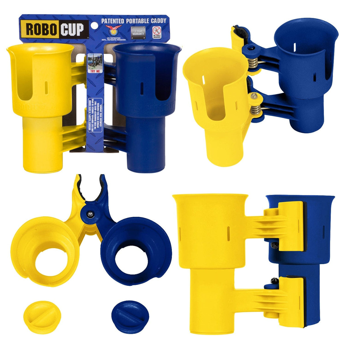 Yellow &amp; Navy robocup holders for boat
