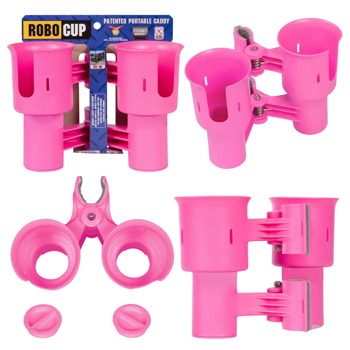 Hot Pink EZ-Spring robo cup holders for boat